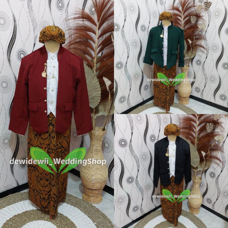 [Full Set] Baju Adat Jawa Cowok / Baju Manggolo / Baju Pagar Bagus | Nuansa Hewes Warna Lengkap