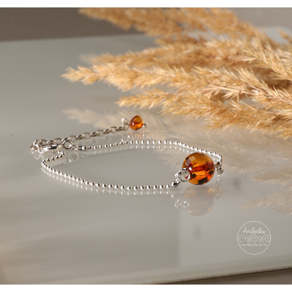 Gelang Silver dengan Amber Baltic Dewasa