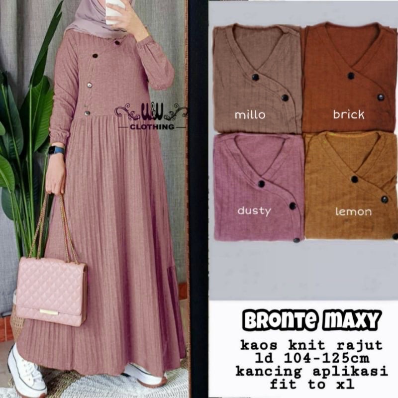 BRONTE Maxy - LD104+ Gamis Kaos Knit Rajut Fit XL / 518-7106