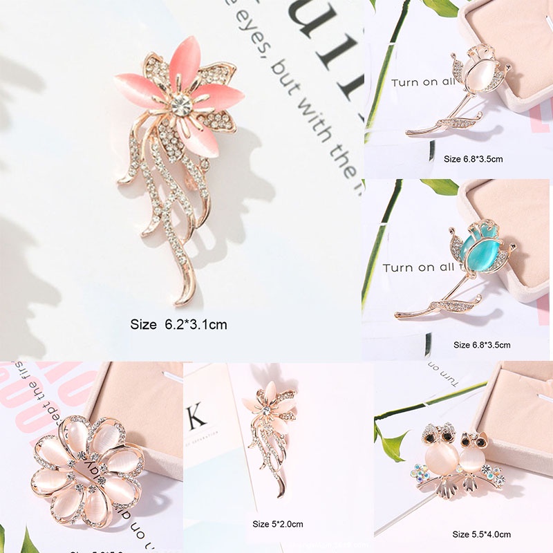 Korea Fashion Bunga Berlian Bros Dengan Mutiara Indah Kartun Pin Anti-fading Retro Korsase Pin