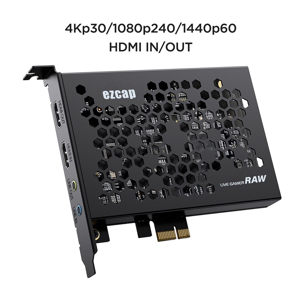 EZCAP 324B 4K HD Video Game Conference Capture Live Card - PCIE HDMI CAPTURE + MIC + LED