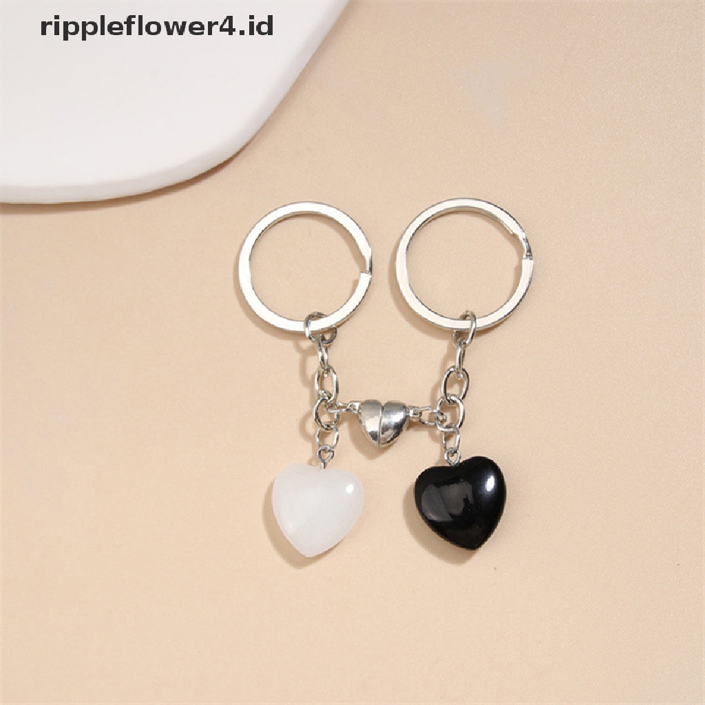 {rippleflower4.id} Gantungan Kunci Gantungan Kunci Crystal Stone Heart Key Ring Gantungan Kunci Kancing Magnet Hadiah~