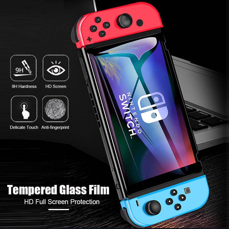 Film Pelindung Tempered Glass Untuk Nintendo Switch Oled Lite Konsol Game HD Curved Edge Full Cover Screen Protector