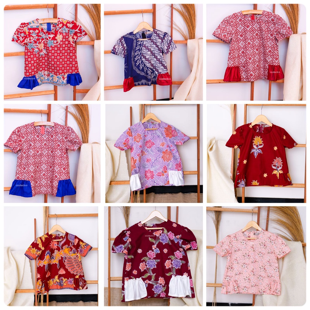 Baju Batik Anak Perempuan / Atasan Blouse / Baju Sekolah Anak