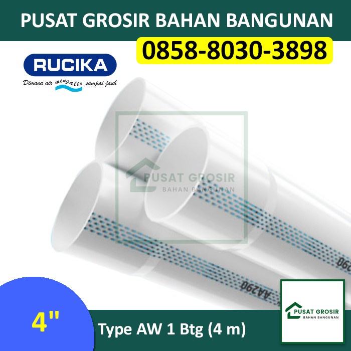 Pipa Pipa Pvc 4" Aw Rucika Standard Pipa Wavin 4Inch Aw Per Batang (4M)