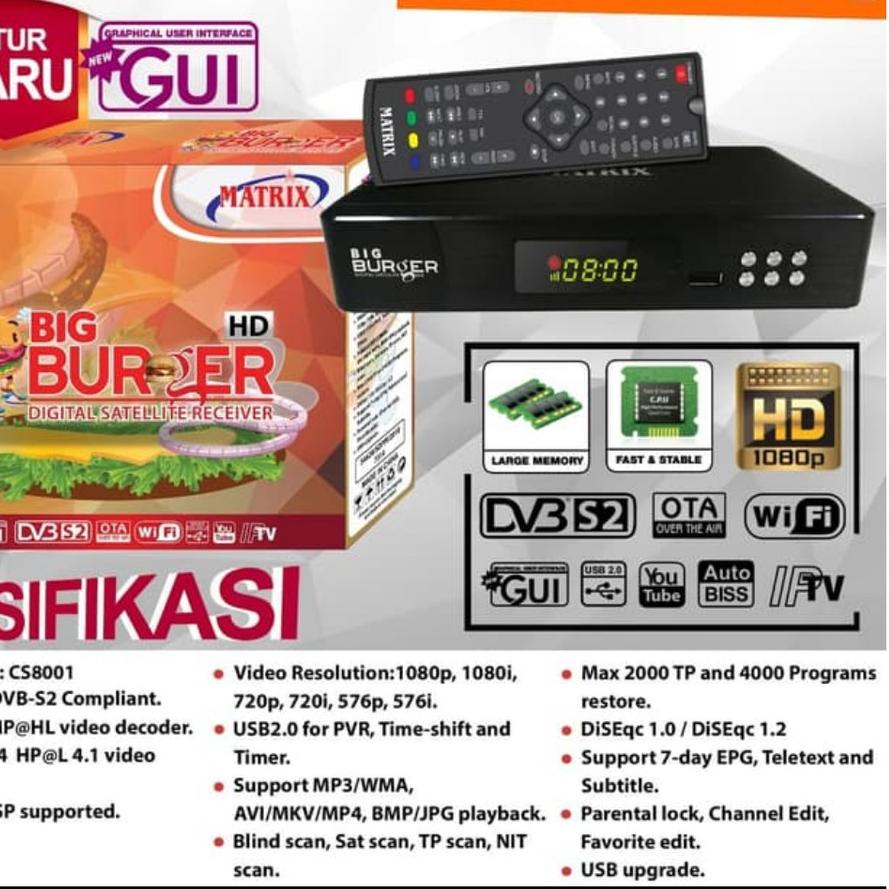 Terjamin Receiver matrix parabola big burger hd mpeg4