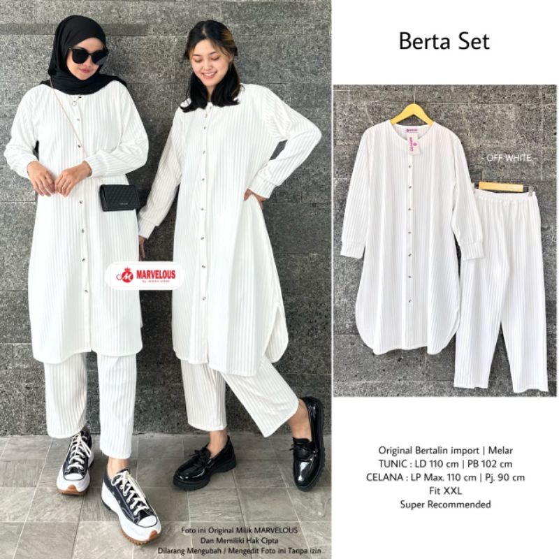 BERTA SET BY MARVELOUS / ONESET WANITA MUSLIMAH / Setelan celana wanita polos