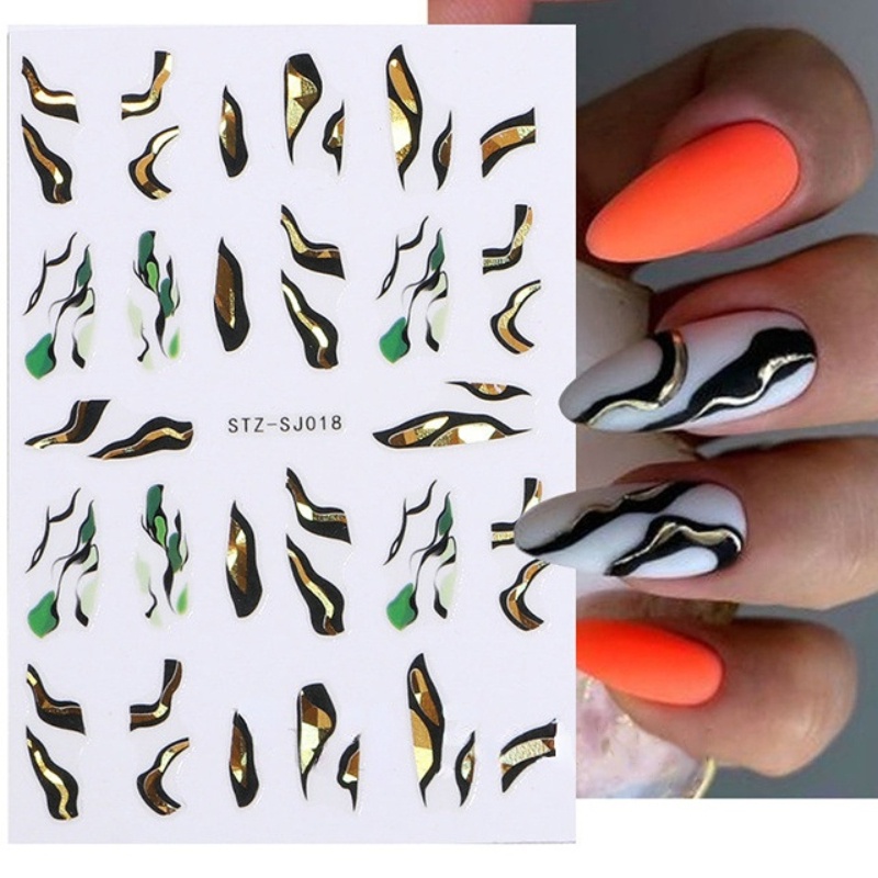 3d Stiker Kuku Emas Daun Kupu-Kupu Bunga Gadis Transfer DIY Kuku Decals Self Adhesive Sliders Manicure Dekorasi