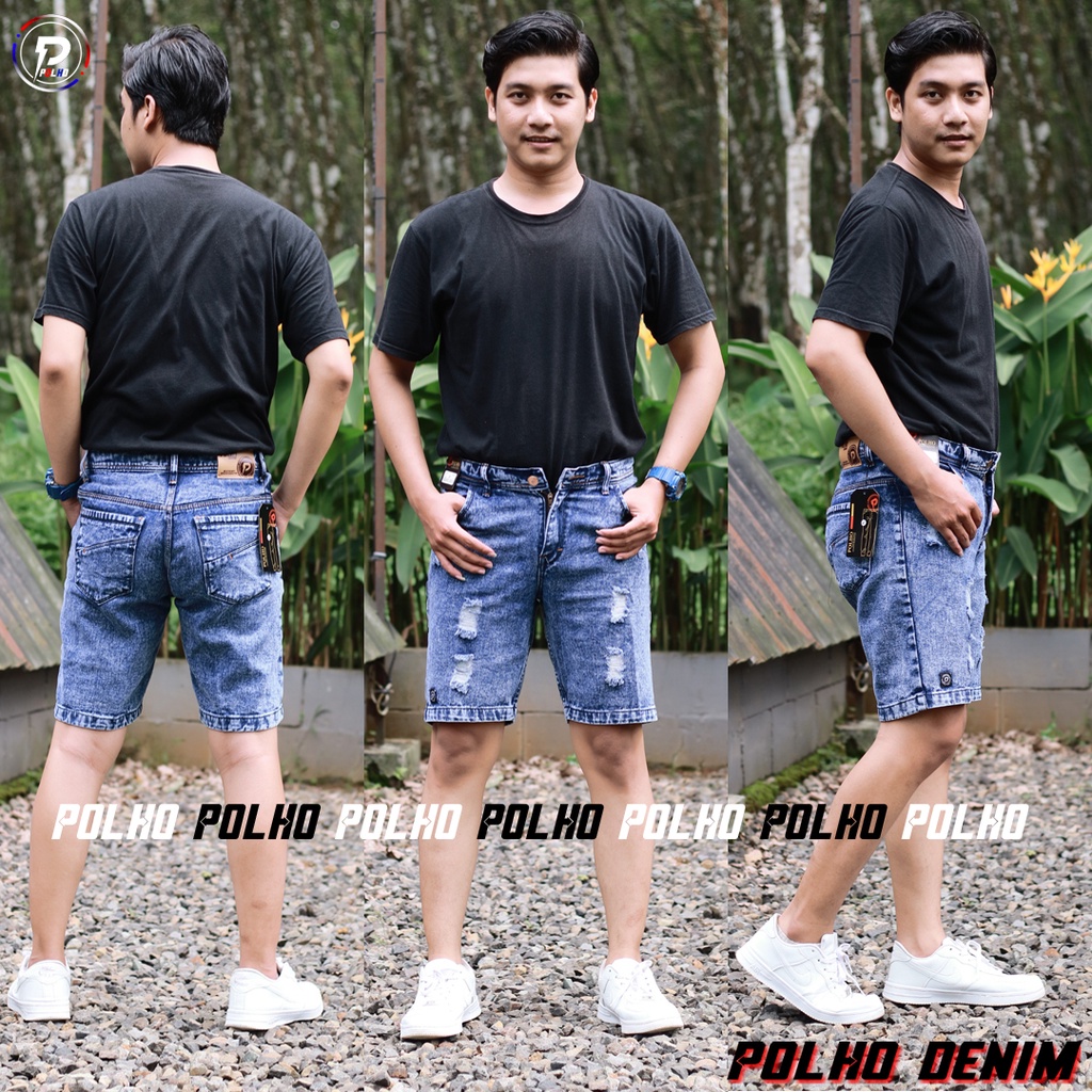 [Bisa COD]Celana Jeans Pendek Sobek Pria Wisker Jeans Pendek Ripped Robek Pria Premium Distro