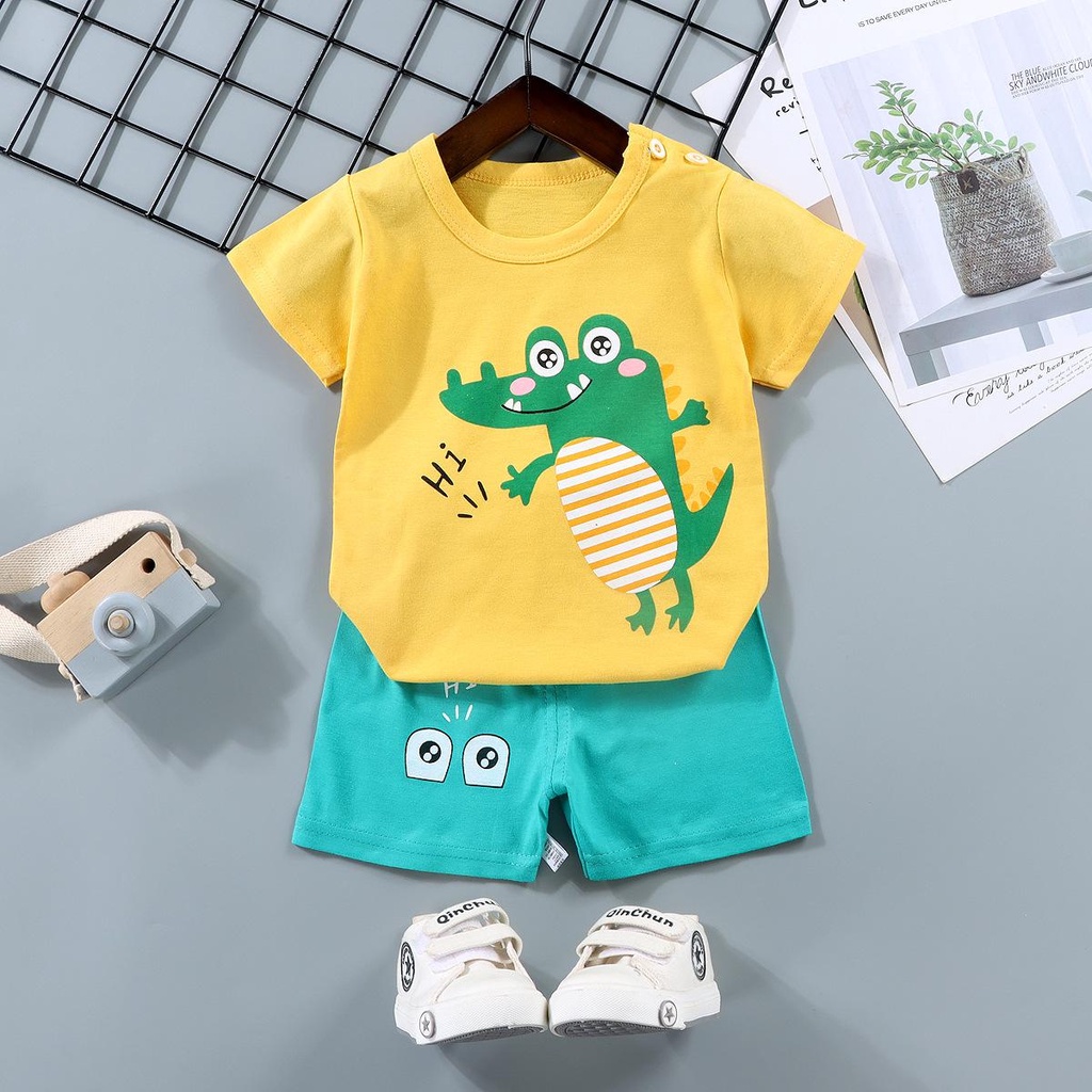 READY STOK!!! setelan pendek anak usia 0-2 tahun import / baju setelan bayi motif karakter ala korea