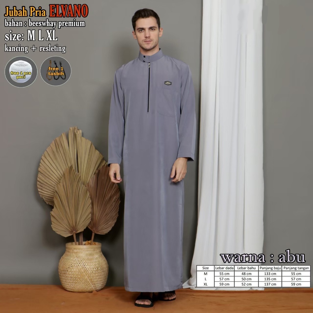 Jubah Pria Lengan Panjang / Jubah Pria Dewasa &amp; Remaja / Jubah ELVANO Premium / Jubah Pria Modern / Jubah Pria Terbaru