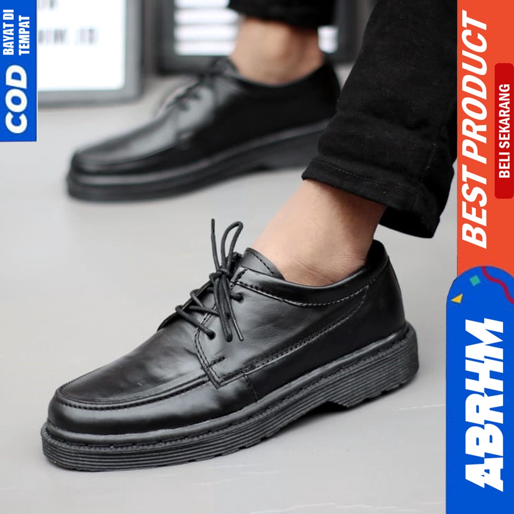 Sepatu Pantofel Kerja Formal Pria Kulit Asli Docmart Low Boots Hitam Abraham Lester