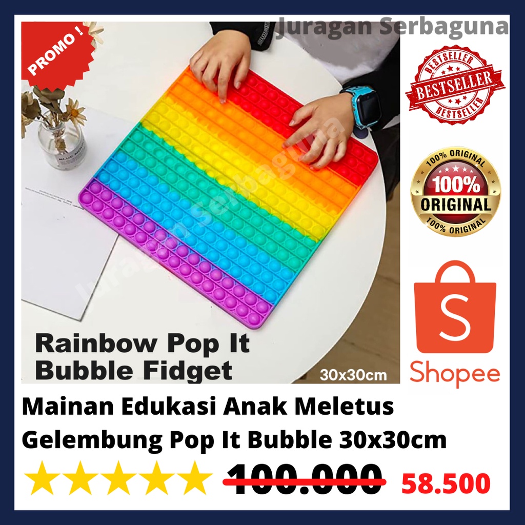 Mainan Edukasi Anak Meletus Gelembung Pop It Bubble Fidget 30x30cm