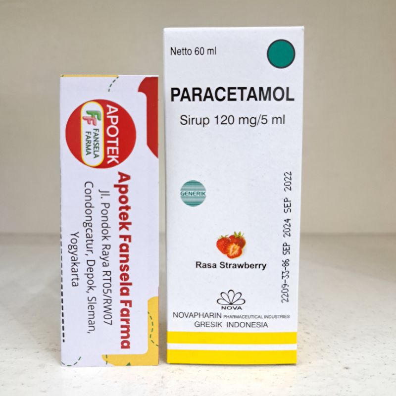 Paracetamol anak nova strawbery sirup 60ml demam nyeri panas anak