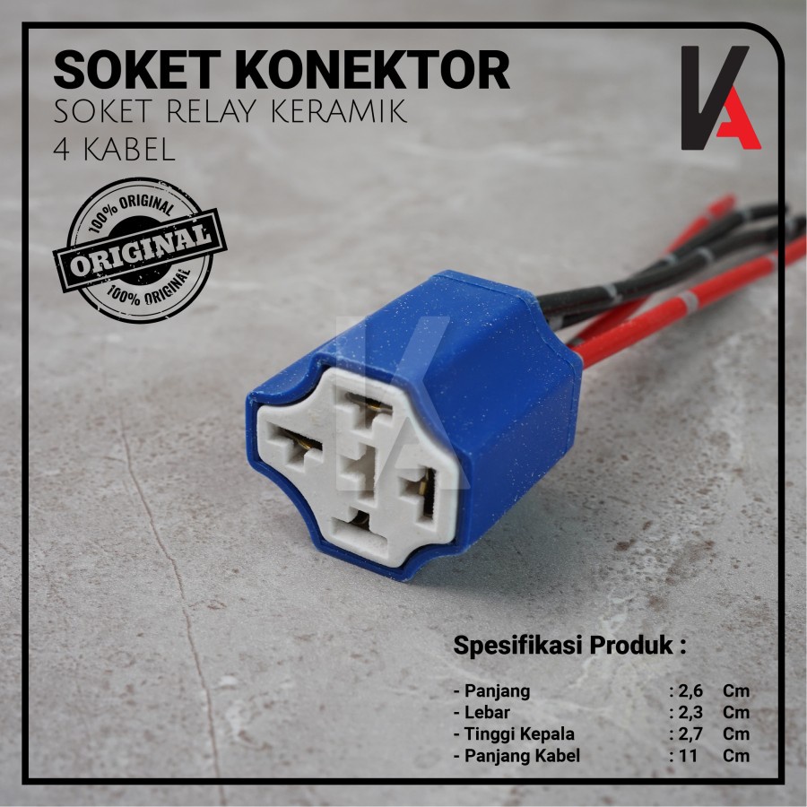 Socket Cable Relay Ceramic / Soket kabel Rumah Relay Keramik Kaki 4 Pin Untuk Klakson &amp; Lampu (4 Kabel)