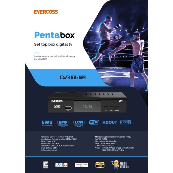 EVERCOSS SET TOP BOX PRO TV DIGITAL RECEIVER FULL HD / EVERCOSS STB BERMUTU