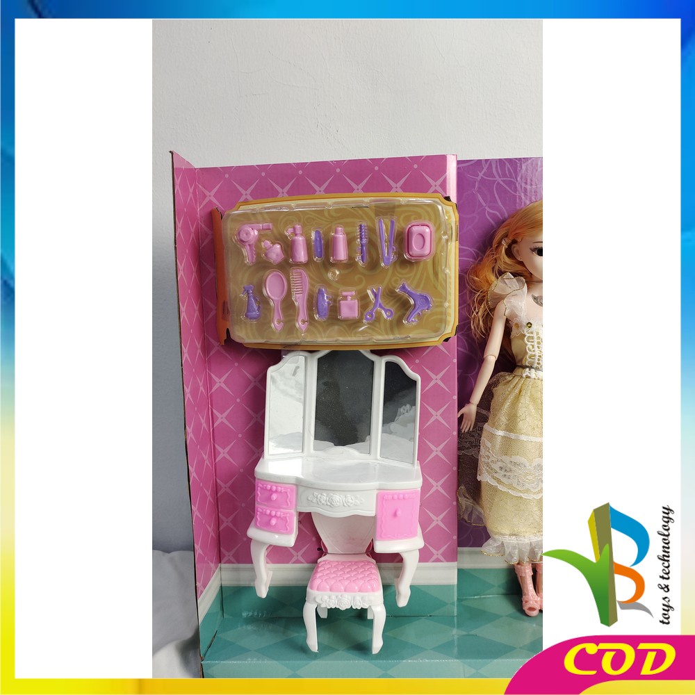 RB-M164 Mainan Boneka Princess Set Boneka Anak Perempuan Meja Rias Anak Mainan Makeup Putri Anak