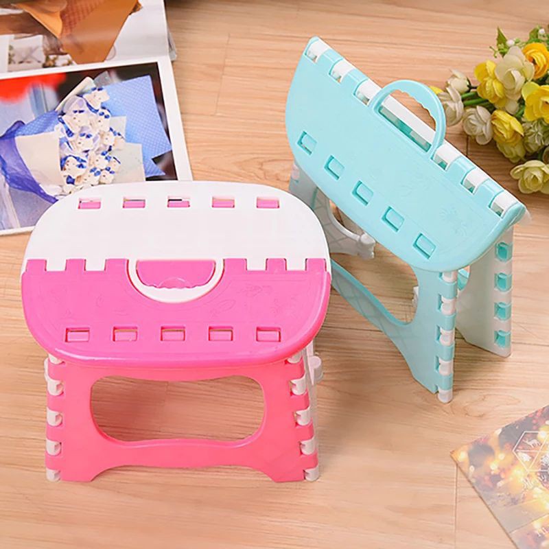 IKILOSHOP Foldable Chair Polos Kursi Plastik Lipat Mini Anak Serbaguna Bagikan Bangku Portable Murah