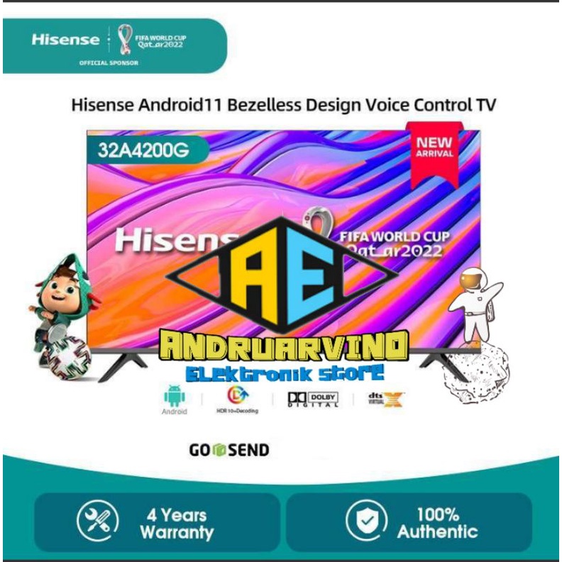 Hisense Android Digital TV 32 Inch 32A4200G Android 11 Digital TV Garansi Resmi