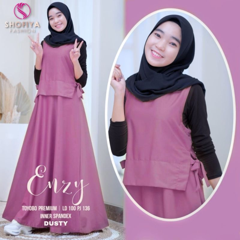 [READY] OVERALL SET ROK DRESS REMAJA TOYOBO ENZY BY SHOFIYA