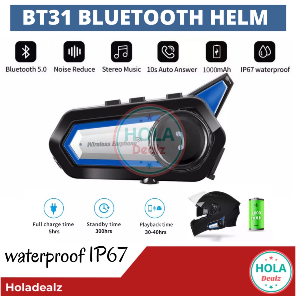 BT31 BLUETOOH HELM BT31 HEADSET BLUETOOTH NIRKABEL ANTI AIR VS QTB35 BT12 PRO BT22 MAXTO EJEAS FREED
