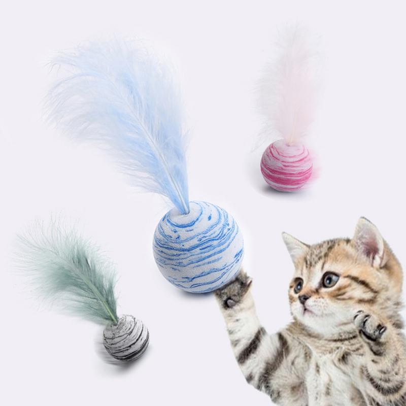 Galaxy Feather Toy Mainan Bola Bulu Kucing Gigit Gigitan Cat Toy FEZONE