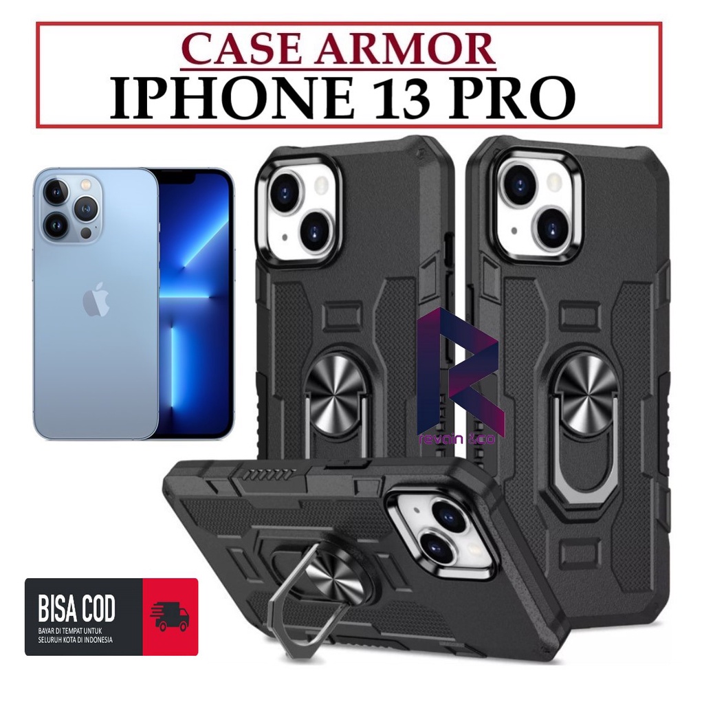 Case Armor IPHONE 13 PRO Iring Cincin Magnetic Kesing Hp Protect kamera Premium Hard Case Standing Robot Pelindung Kamera