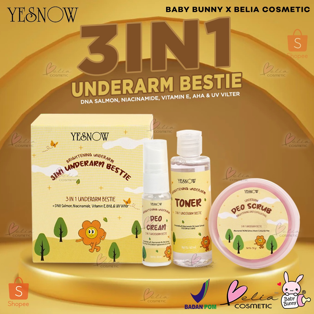 ❤ BELIA ❤ YESNOW 3IN1 Underarm Bestie | Brightening Underarm + DNA Salmon, Niacinamide, Vitamin E | Mencerahkan Area Ketiak | BPOM