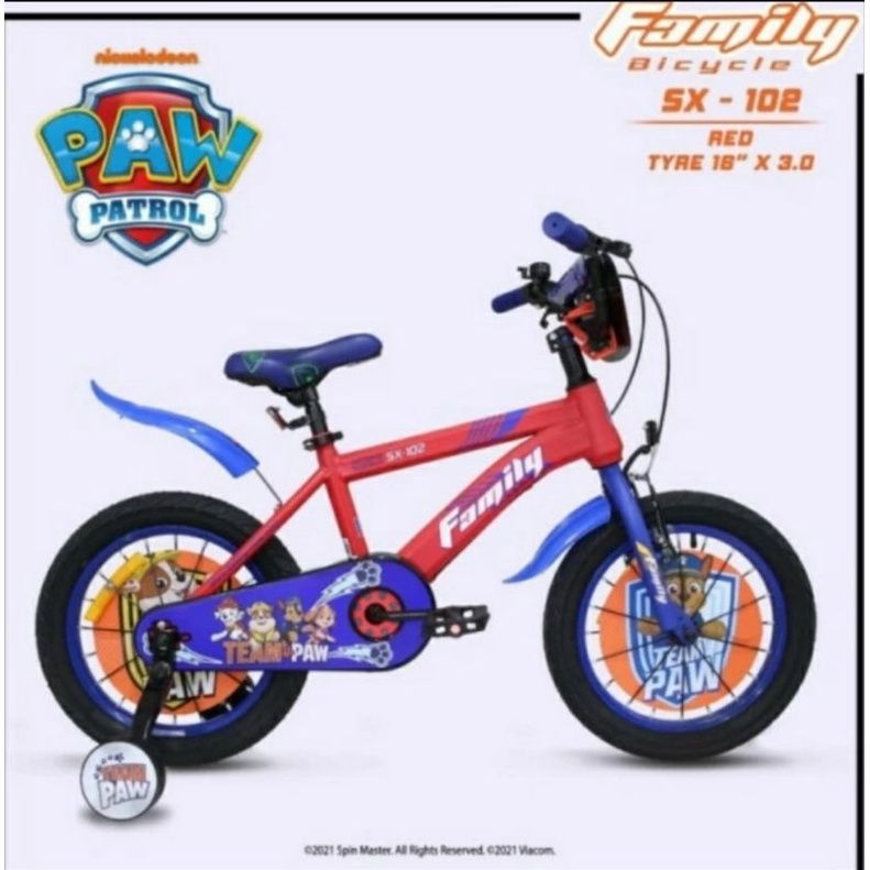 Sepeda Bmx 12 16 Family Seri Paw Patrol SX-102 SX 102 Ban 3.0