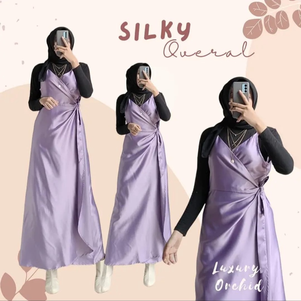 Silky Overal - Long Dress Satin Kimono Tali Kecil Gaya Korea