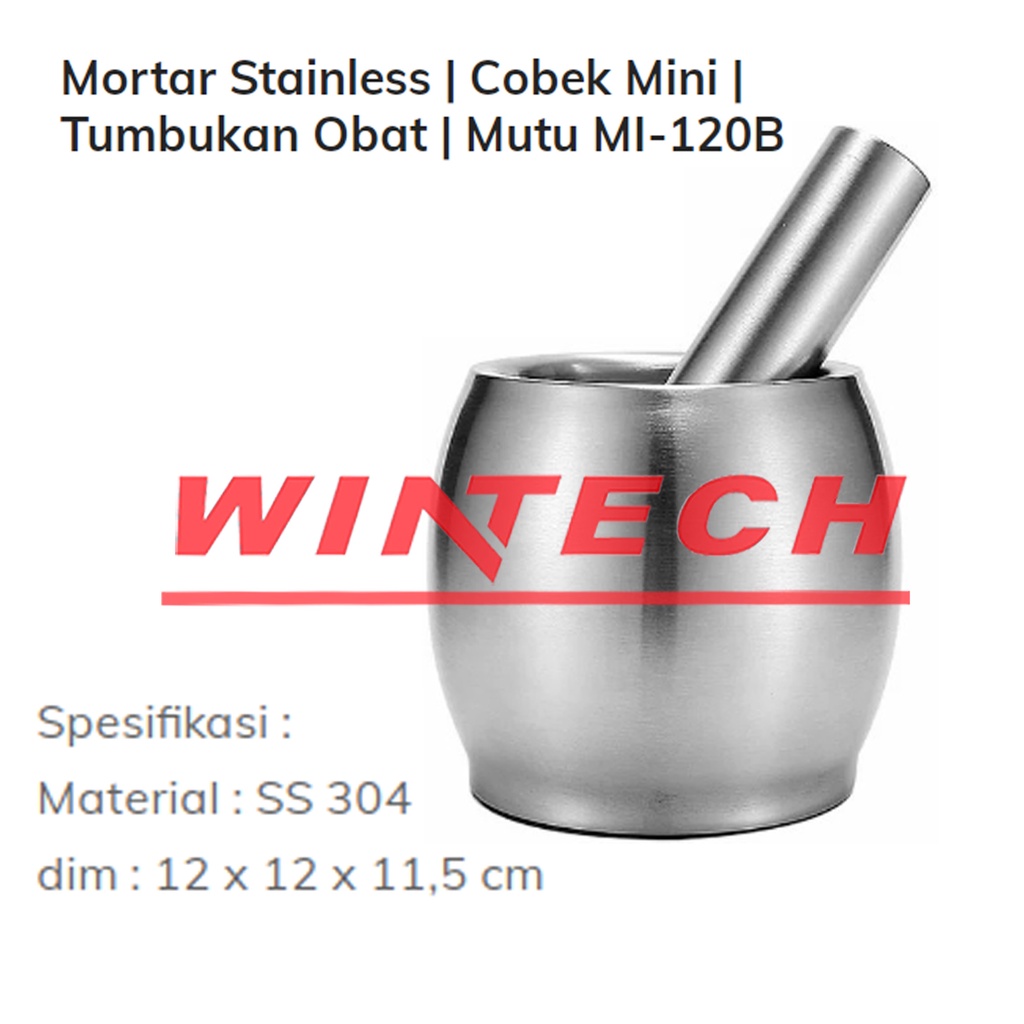 MUTU MI-120B Mortar Stainless Stell - Cobek Mini - Tumbukan Obat