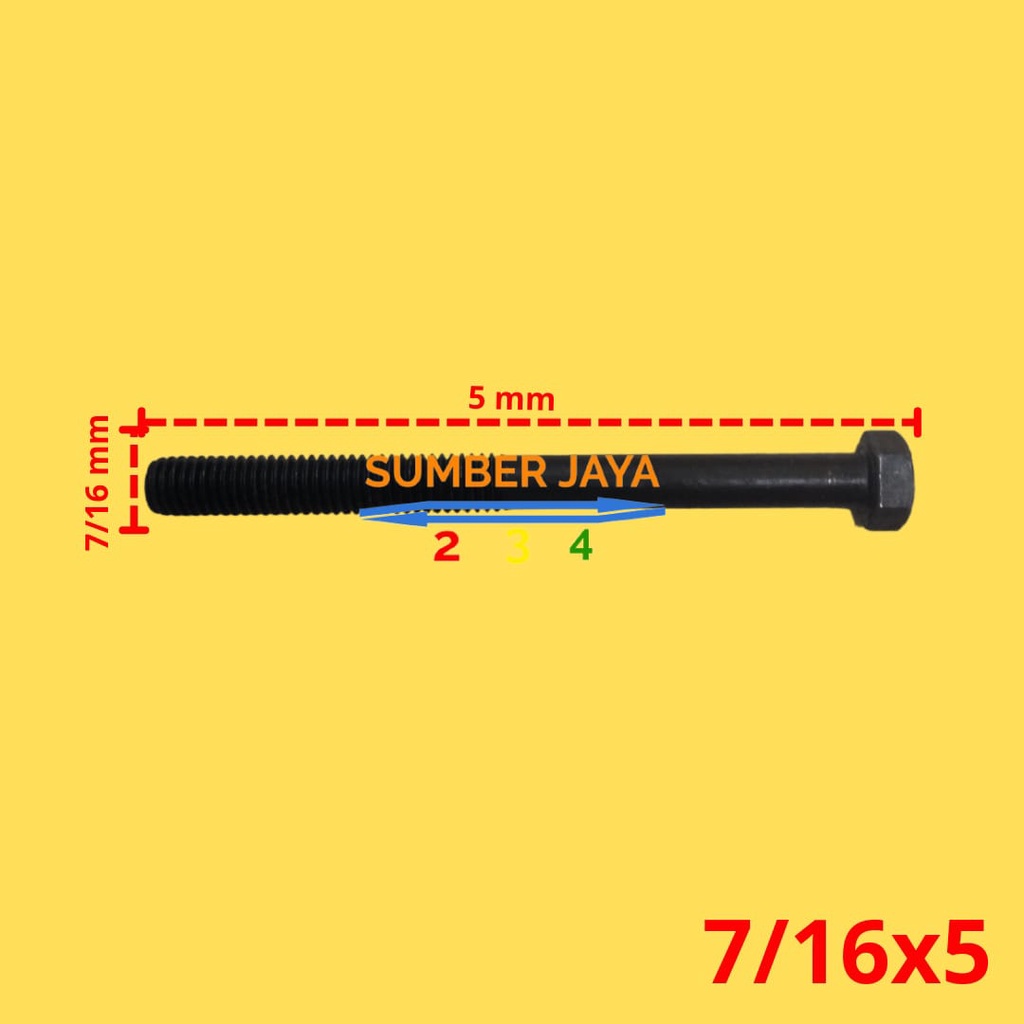 BAUT MUR UNC 7/16 X 5 HITAM PER 1 PCS