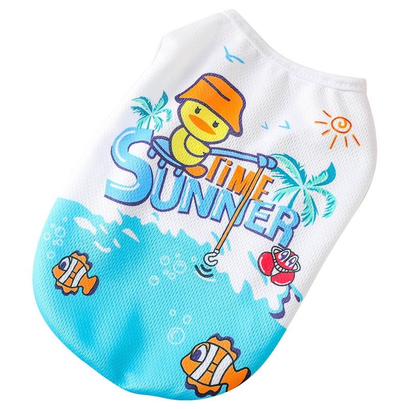 Kartun printing Pakaian Hewan Peliharaan Baju Anjing Bernapas Musim Panas Bagian Tipis Pakaian Kucing Rompi Hewan Peliharaan Baju Anjing