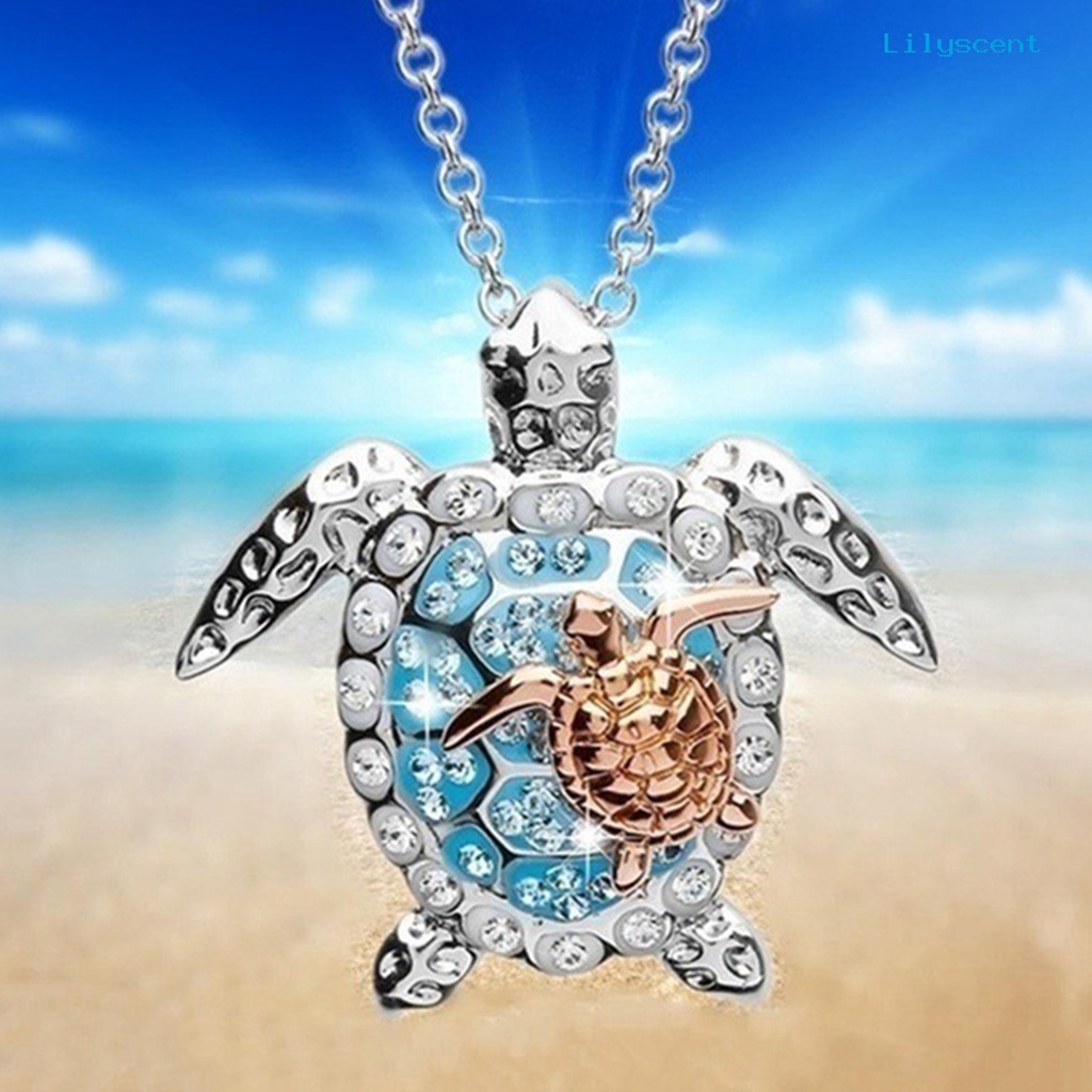 [LS] Mom Loves You Forever Sea Turtle Pendant Kalung Cincin Ear Hook Anting Set