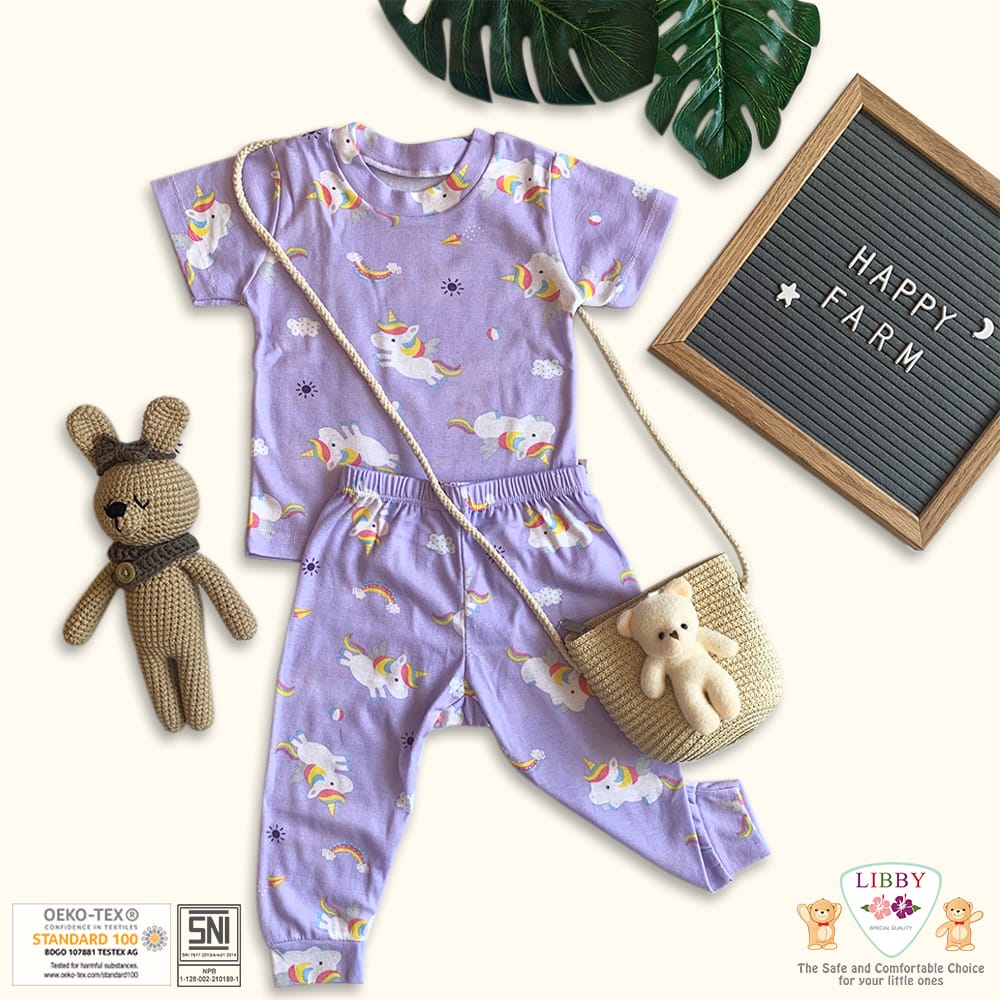 Libby Setelan Oblong Pendek Celana Panjang Cotton Motif Boy Series 1 stel Oblong Bayi Perempuan