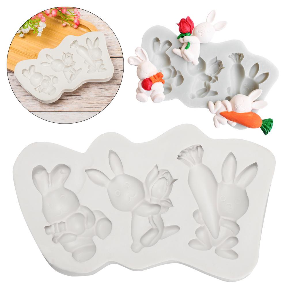 Solighter Cetakan Fondant Kelinci Clay Gypsum Baking Utensil Bakeware Silikon Alat Kue