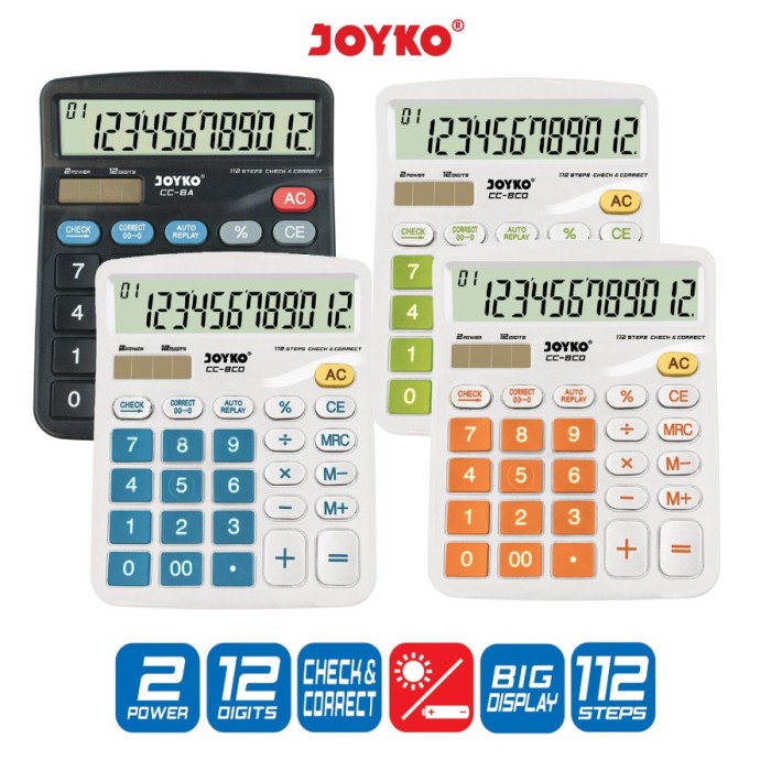 

NEW Kalkulator/Calculator Joyko CC-8CO 12 Digits Check Correct Murah Ori