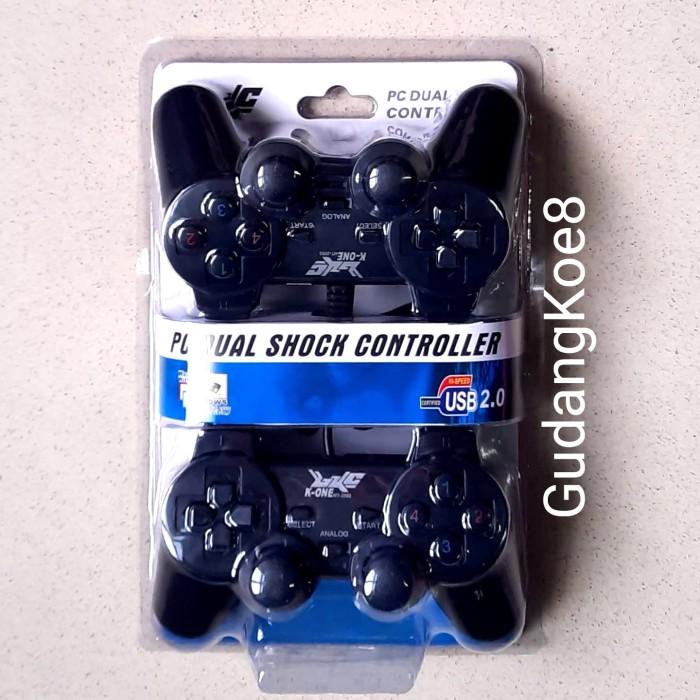 Gamepad Joystik Stick PC Usb K-one Double Hitam Dual shock