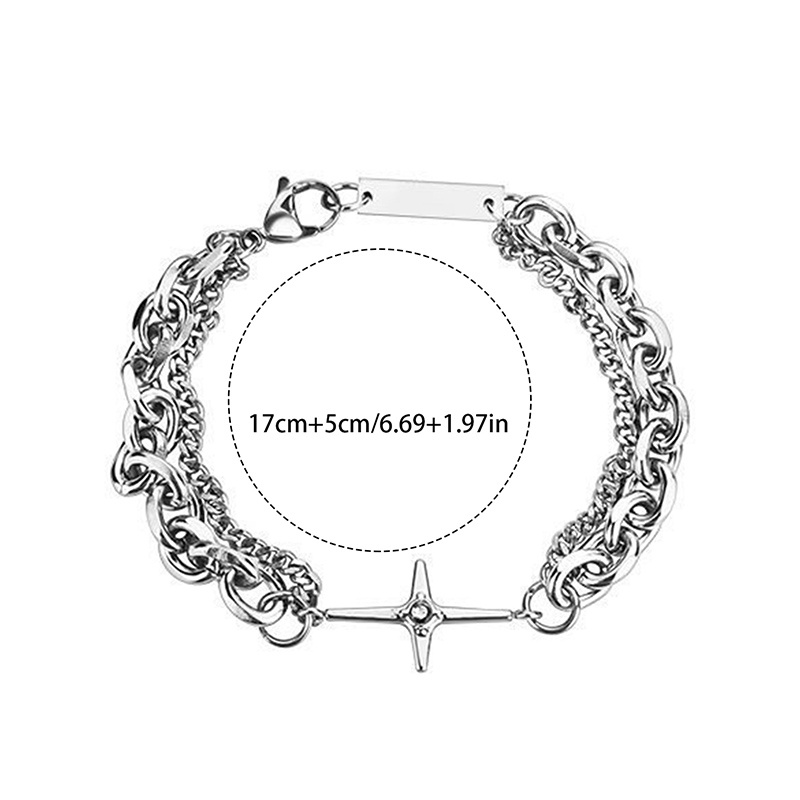 Gelang Bintang Salib Gelang Rantai Tebal Untuk Pria Dan Wanita Hip Hop Street Jewelry
