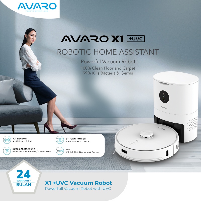AVARO X1 Robot Vacuum Cleaner Portable Vacum Cleaner Rumah Vaccum Cleaner 3 in 1 Mode