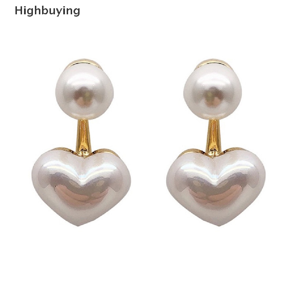 Hbid 1pasang Fashion Dikontrak Hati Mutiara Anting Halus Joker Manis Elegan Temperamen Wanita Drop Earrings Hadiah Glory