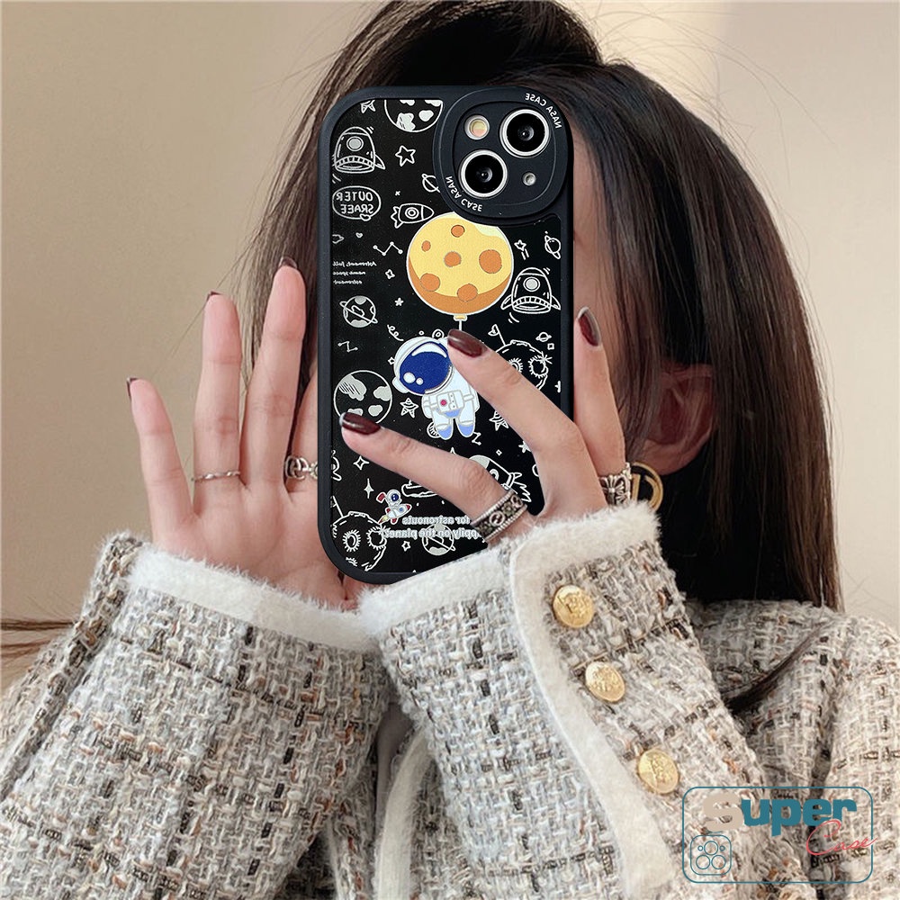 IPHONE Case NASA Kompatibel Untuk Iphone14 11 13 12 11 Pro Max14 Plus 6 6s 78 Plus XR X XS MAX SE 2020 Kartun Astronot Luar Angkasa Trendi Merek Lembut TPU Penutup Belakang