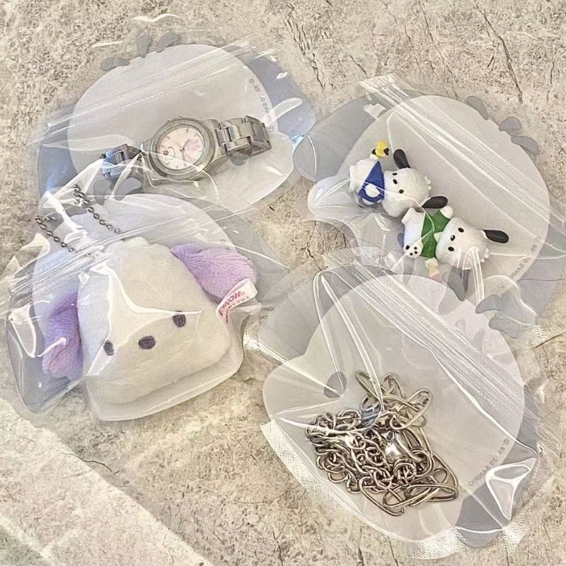 5pcs/set Kreatif Kartun Bentuk Hewan Peliharaan PVC Snack Sealing Bag/Bening Tahan Air Biskuit Permen Packing Kantong/Rumah Multifungsi Penyimpanan Perhiasan Kantong