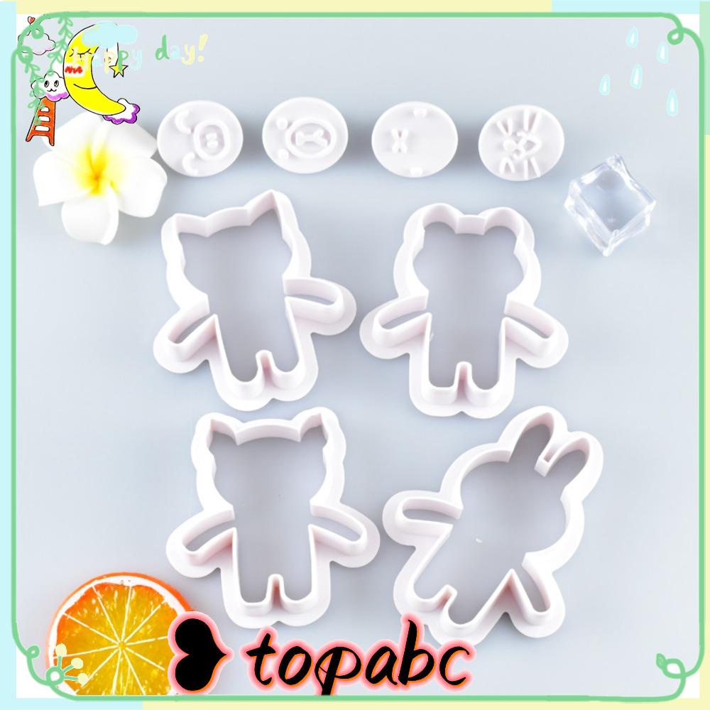 Top Kartun Hewan Ekspresi Kue Kering Dekorasi DIY 3D Cookie Cutter Cetakan Kue Beruang Kelinci Berbentuk Plunger Biskuit Cetakan