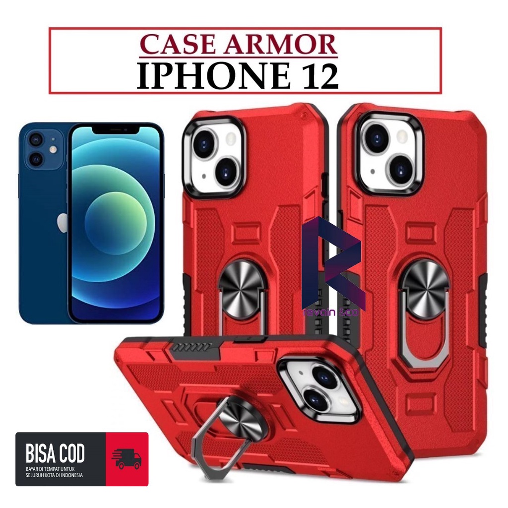 Case Armor IPHONE 12 Iring Cincin Magnetic Kesing Hp Protect kamera Premium Hard Case Standing Robot Pelindung Kamera