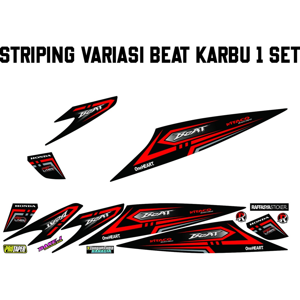 STRIPING VARIASI HONDA BEAT KARBU STRIPING SIMPLE LIS MERAH STIKER