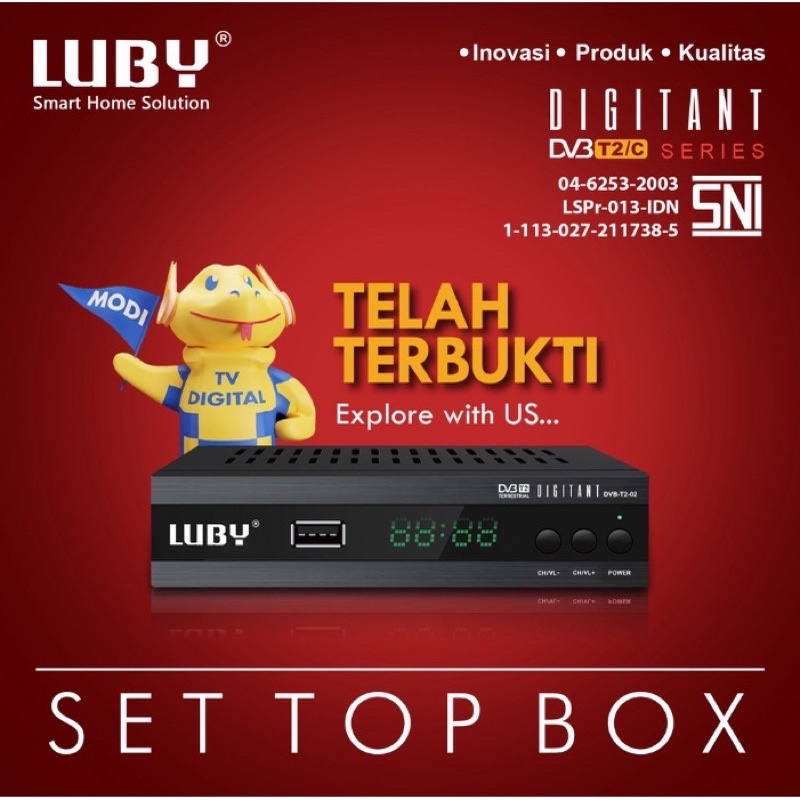 Set top box Luby Penerima Siaran Tv Digital TV Receiver Tiktok, Video Youtube Smart ChipFull HD