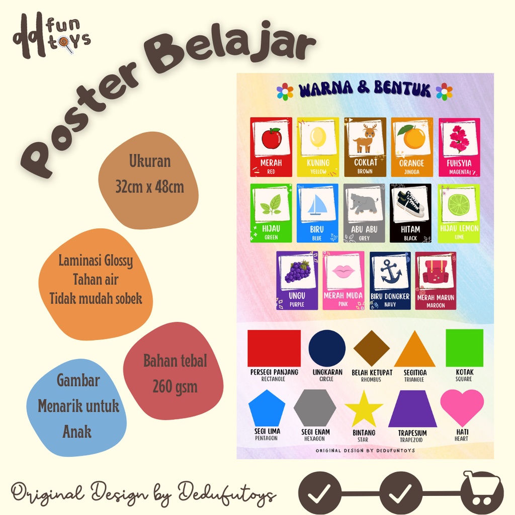

POSTER WARNA DAN BENTUK UNTUK ANAK PAUD TK POSTER BELAJAR