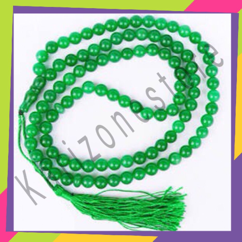 Tasbih Batu Giok Hijau Asli Natural 99 Butir