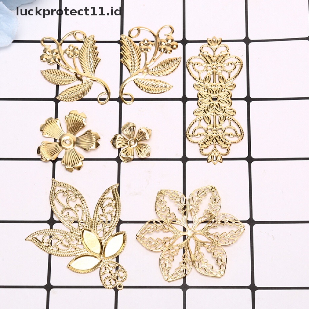 /Fashion Hot// Fashion// 50Pcs Vintage Metal Leaf Kerawang Bunga Slice Ch DIY Craft Membuat Perhiasan.